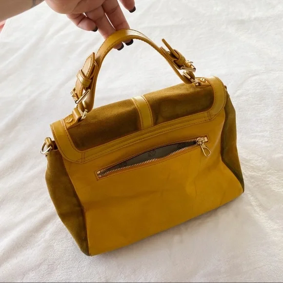 Tory Burch 797 Suede & Leather Satchel Bag - Picture 2 of 15